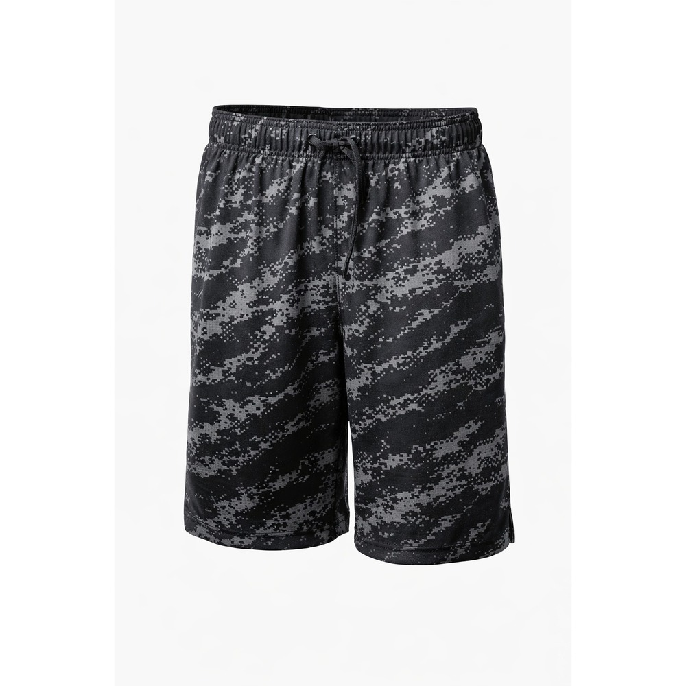 ATHLETIC Shorts Mens Medium Black Gray Digital Camo Drawstring Training Gym